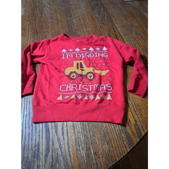 New Boys Sz 4 Rabbit Skins Im Digging Christmas Long Sleeve Pullover Sweatshirt - Picture 1 of 4